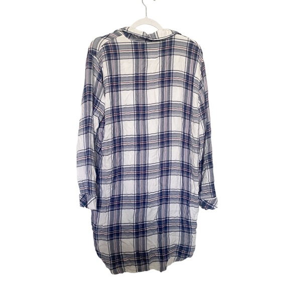 Rails Sleep Shirt White Sky Mauve Plaid Button Front Nightgown Blue/White Large - Picture 9 of 11